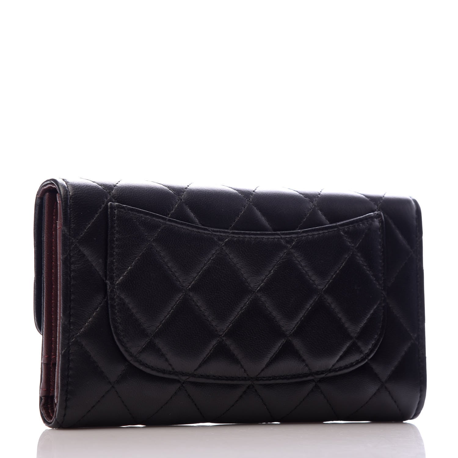 Chanel Lambskin Quilted Large Flap Wallet Black 2 of 7