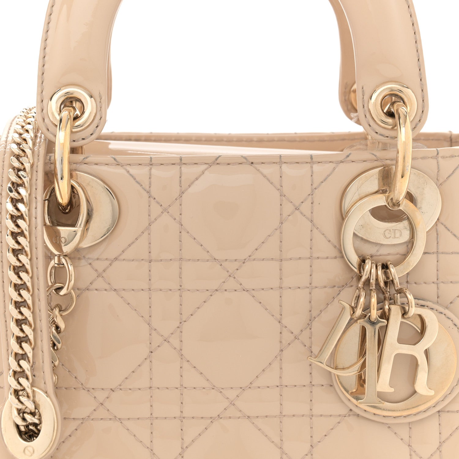 Christian Dior Patent Cannage Mini Lady Dior Beige 8 of 13
