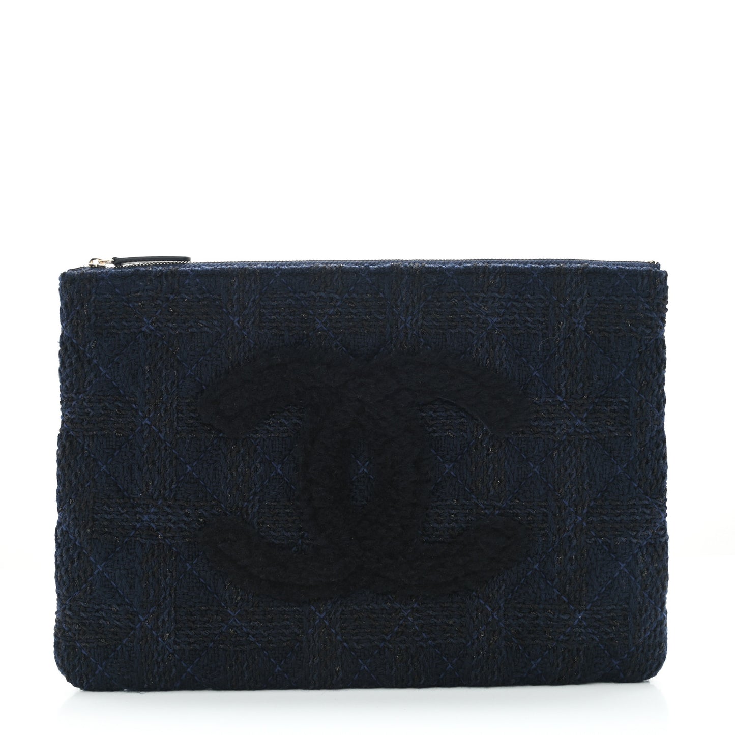 Wool Knit CC Cosmetic Pouch Navy Blue