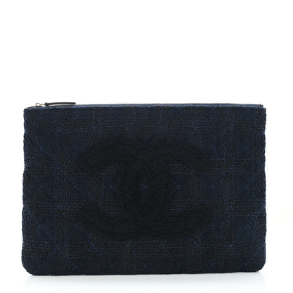 Chanel Wool Knit CC Cosmetic Pouch Navy Blue 1 of 7