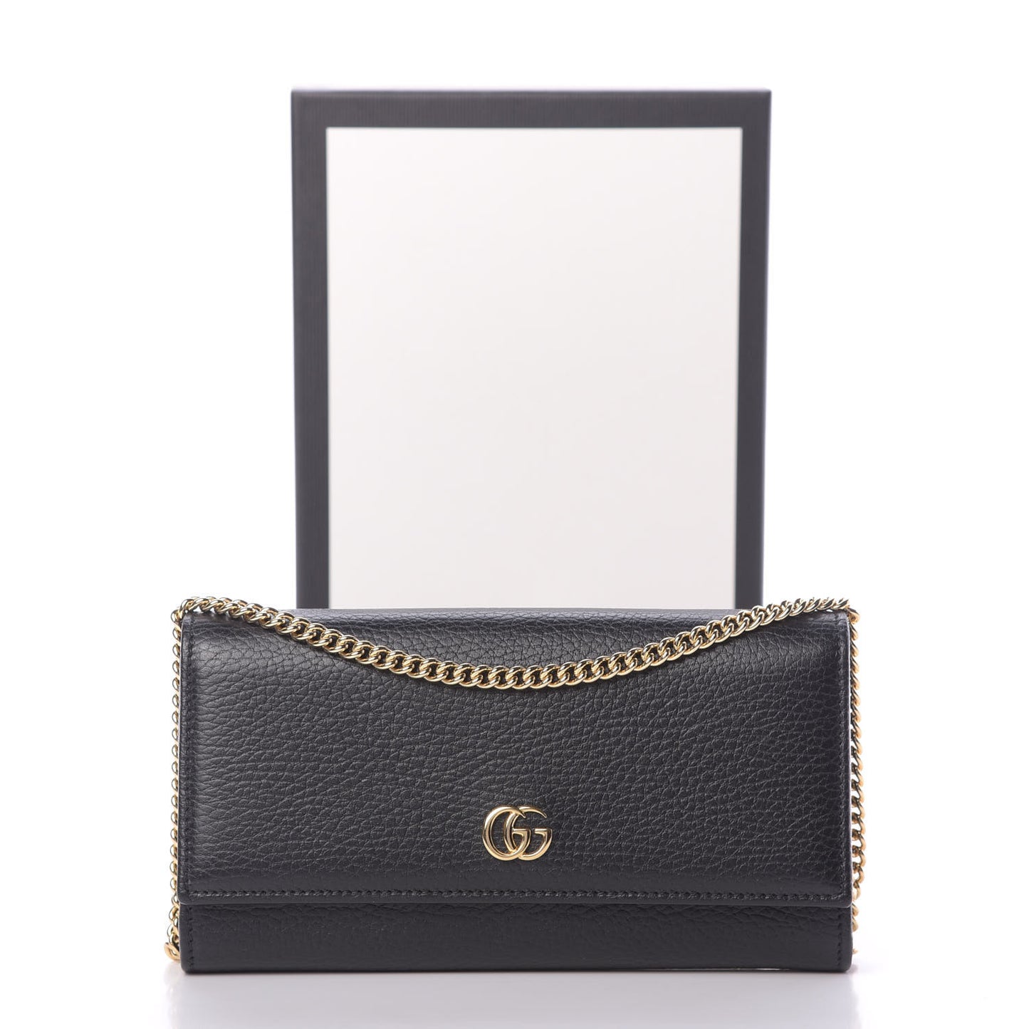 Calfskin Petite GG Marmont Wallet Chain Bag Black