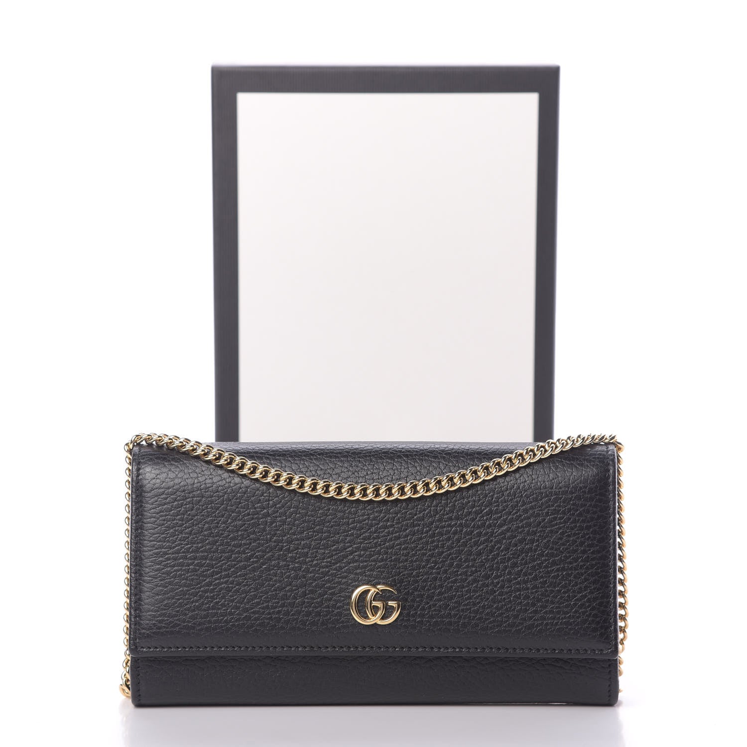 Gucci Calfskin Petite GG Marmont Wallet Chain Bag Black 11 of 11