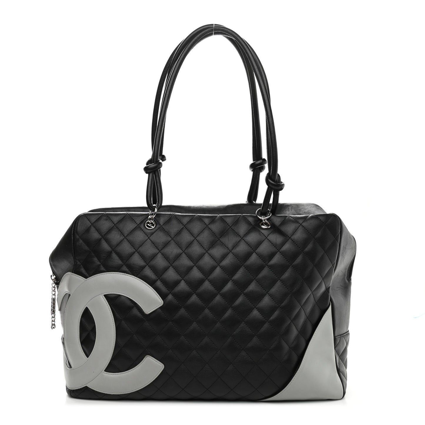 Calfskin Quilted Large Cambon Bag Black