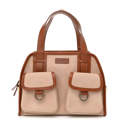 Burberry Canvas Nova Check Buckle Satchel Natural 1 of 14