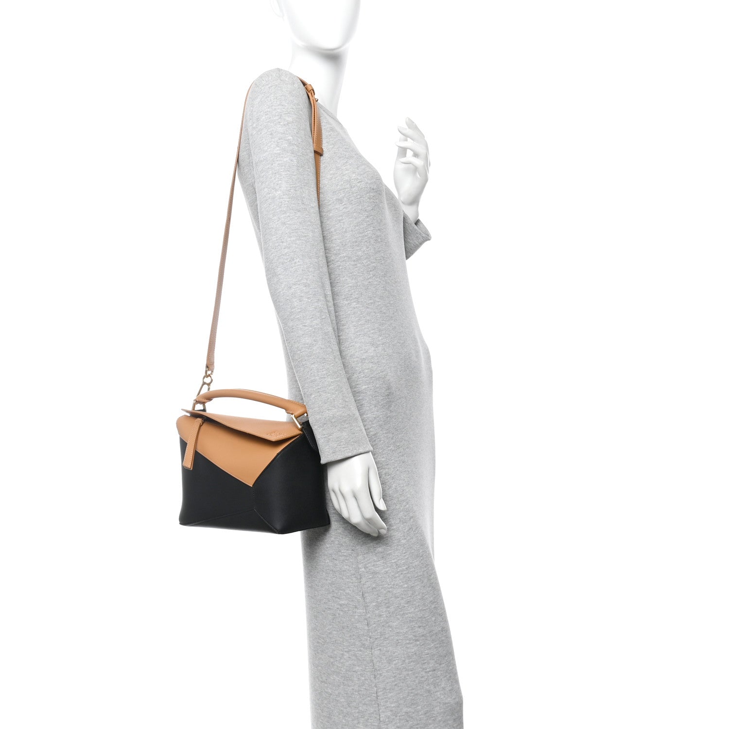 Loewe Calfskin Small Puzzle Edge Bag Warm Desert Black 2 of 11