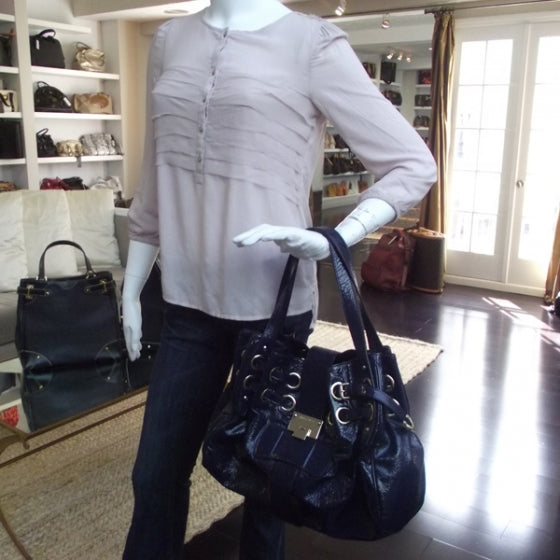Crushed Patent Riki Bag Blue