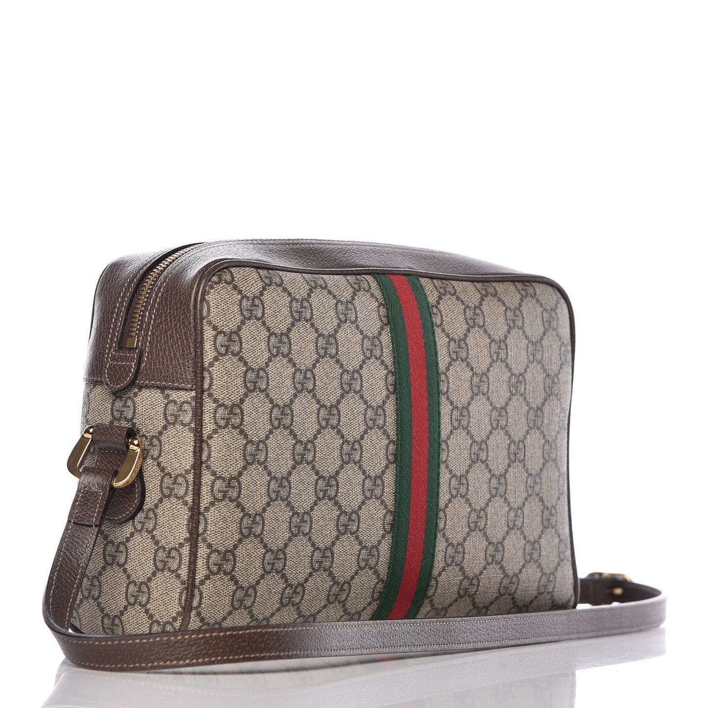 GG Supreme Monogram Web Small Ophidia Shoulder Bag Brown