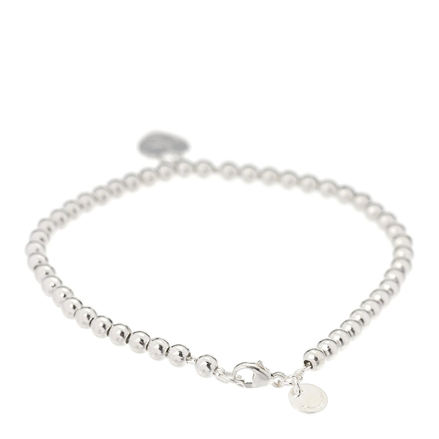Sterling Silver 4mm Mom Heart Tag Bead Bracelet