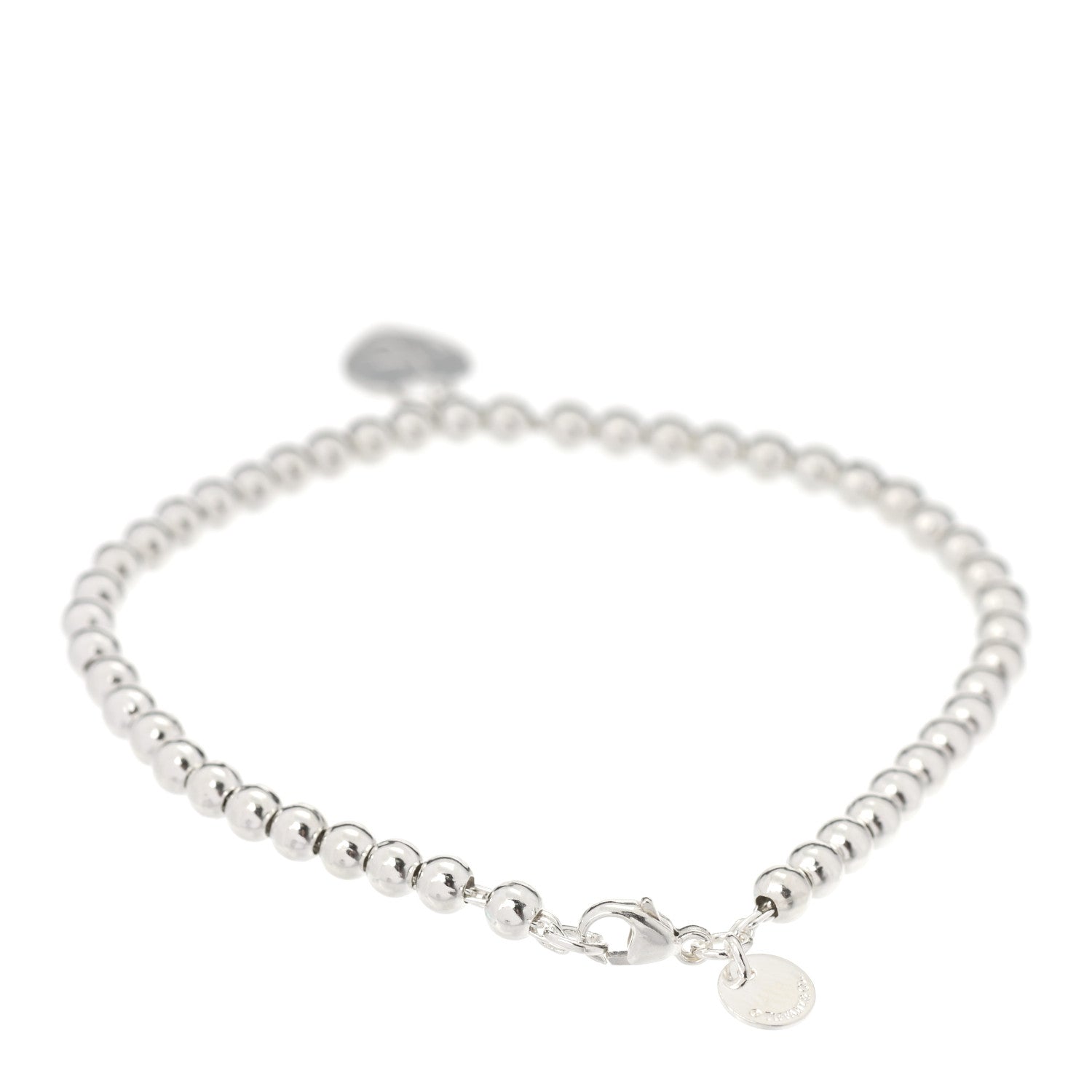 Tiffany Sterling Silver 4mm Mom Heart Tag Bead Bracelet 2 of 6