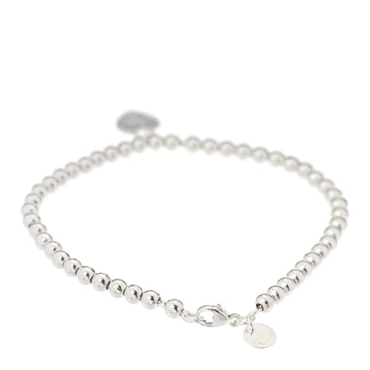 Tiffany Sterling Silver 4mm Mom Heart Tag Bead Bracelet 2 of 6