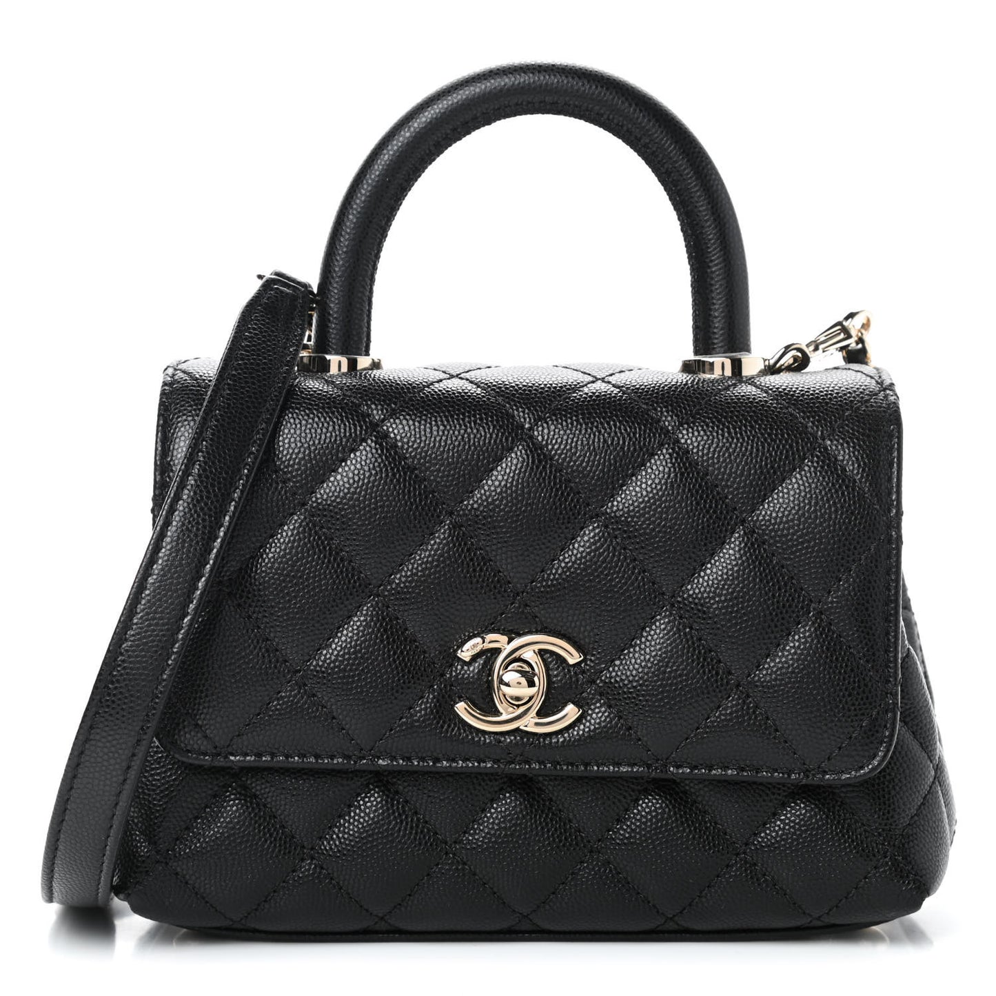 Caviar Quilted Extra Mini Coco Handle Flap Black