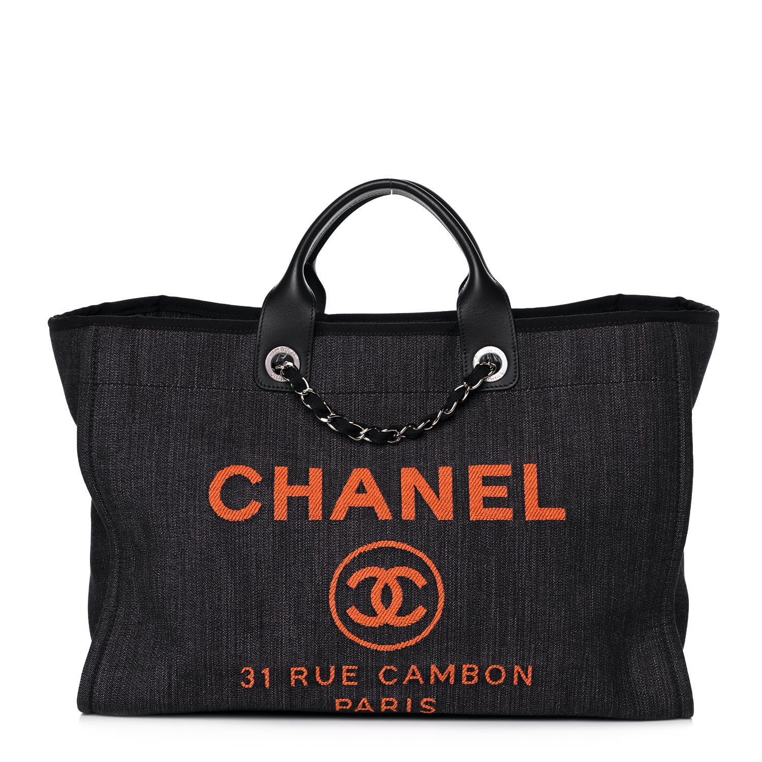Chanel Denim Large Deauville Tote Blue Orange 1 of 10