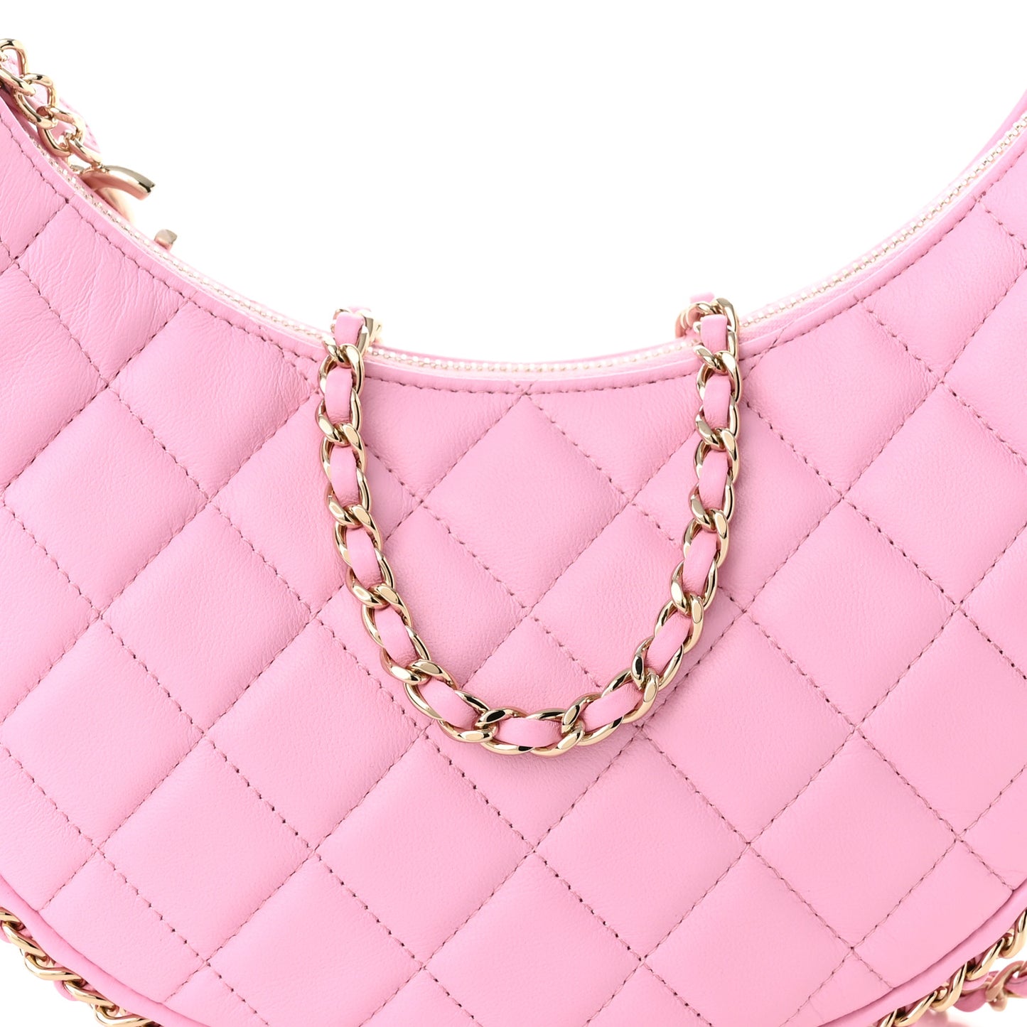 Lambskin Quilted Small Hobo Bag Pink