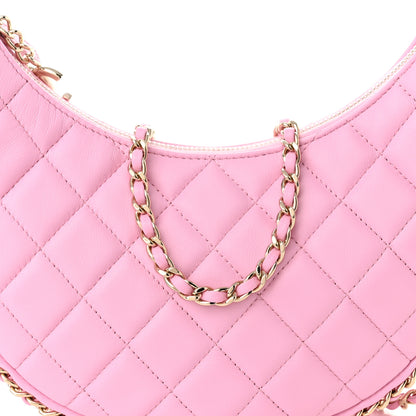 Chanel Lambskin Quilted Small Hobo Bag Pink 8 of 11