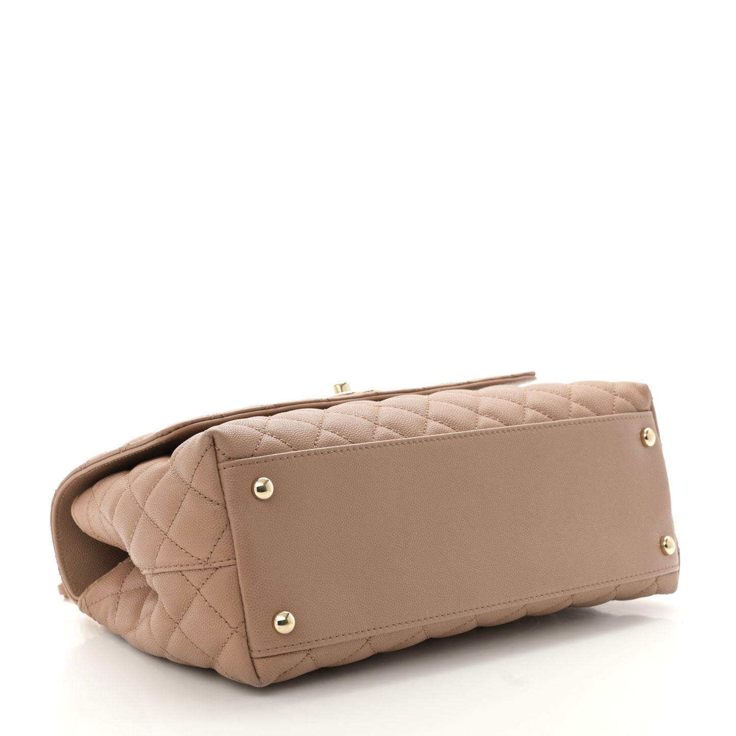 Caviar Quilted Small Coco Handle Flap Beige