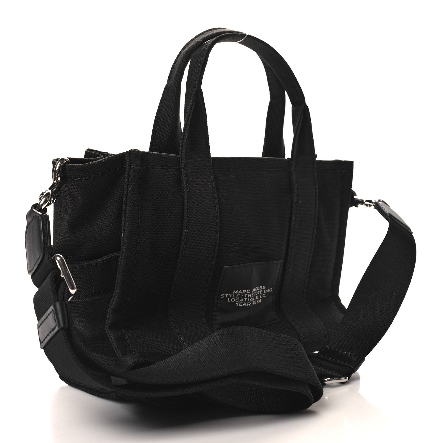 Marc Jacobs Cotton Canvas Small The Traveler Tote Bag Black 3 of 9