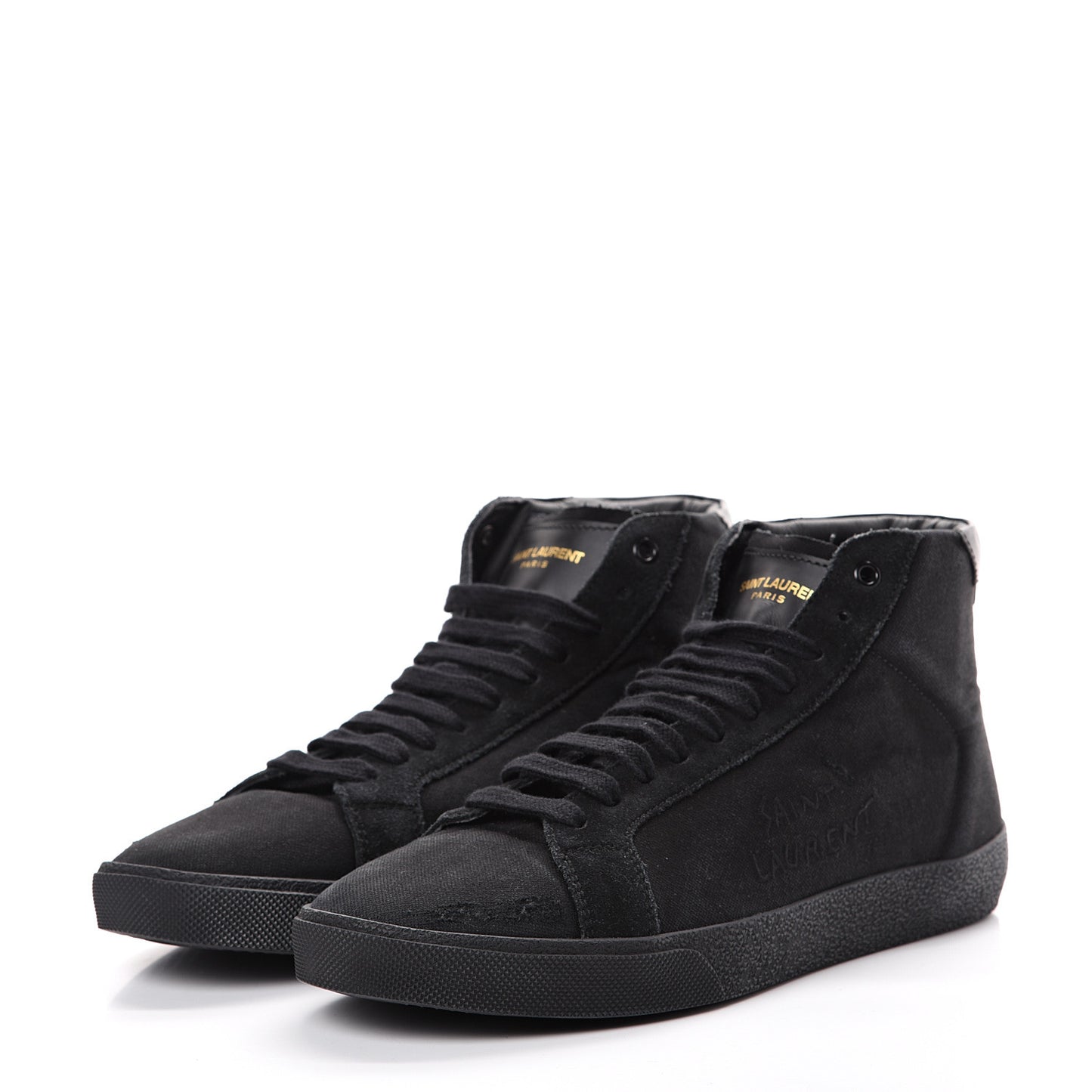 Distressed Canvas Mens Classic Court High Top Sneakers 42 Black