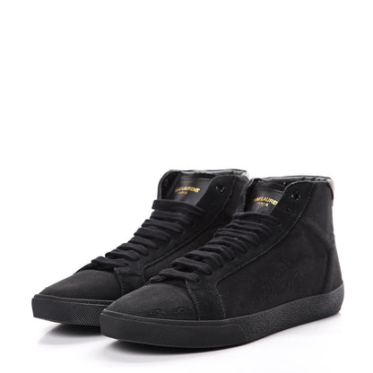 Saint Laurent Distressed Canvas Mens Classic Court High Top Sneakers 42 Black 3 of 11