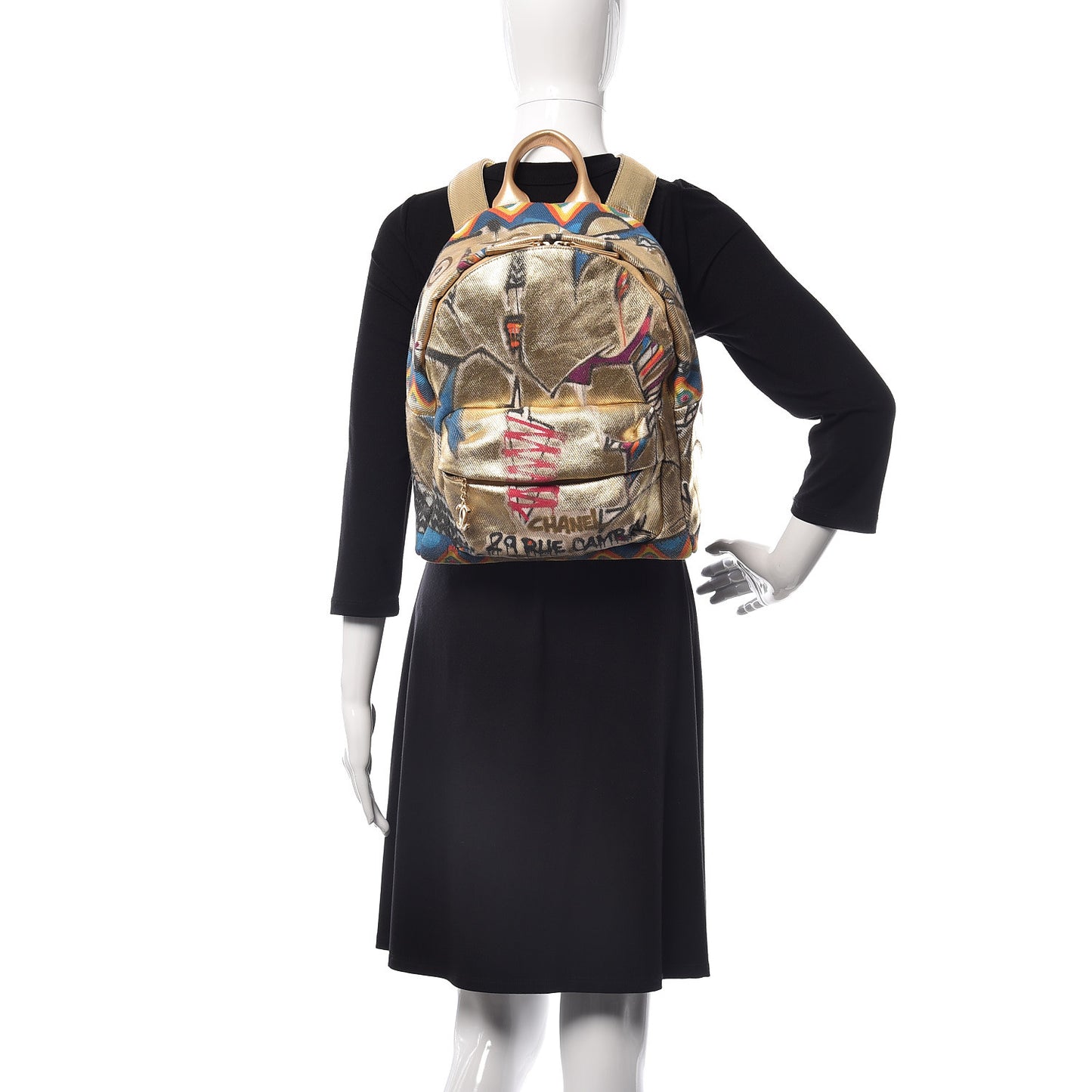 Graffiti Printed Canvas Street Spirit Backpack Multicolor