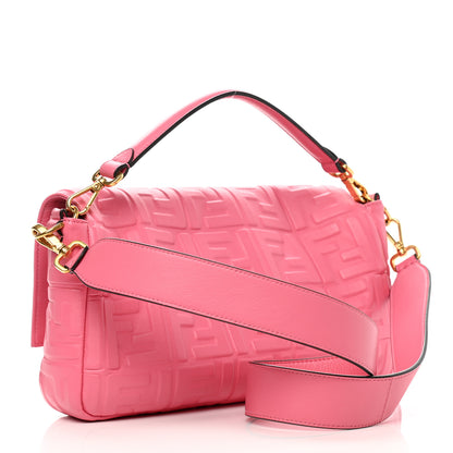 Fendi Nappa FF 1974 Embossed Baguette Rosa Fluo 3 of 15