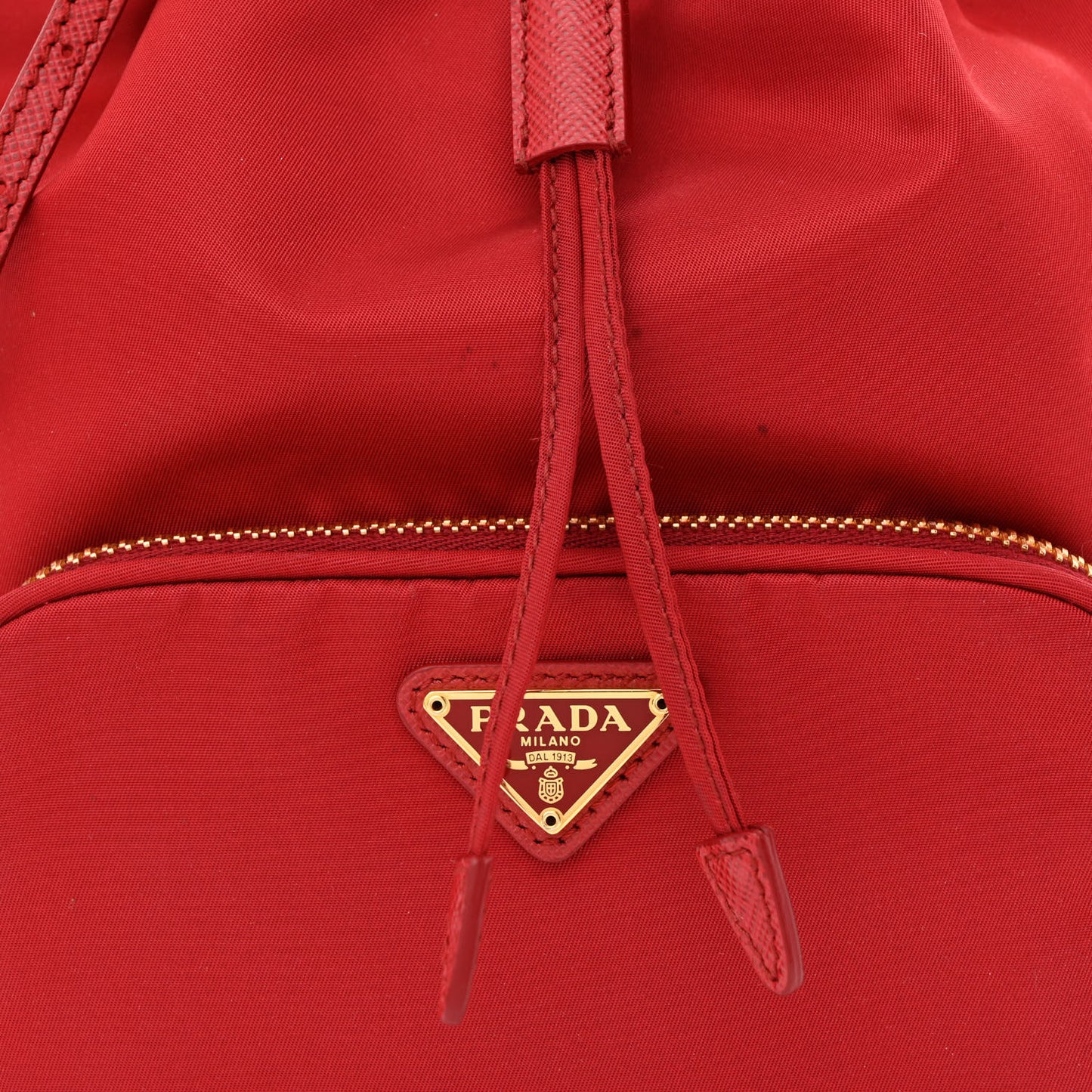 Nylon Vela Saffiano Mini Bucket Crossbody Bag Fuoco