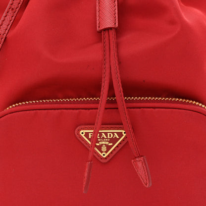 Prada Nylon Vela Saffiano Mini Bucket Crossbody Bag Fuoco 10 of 12
