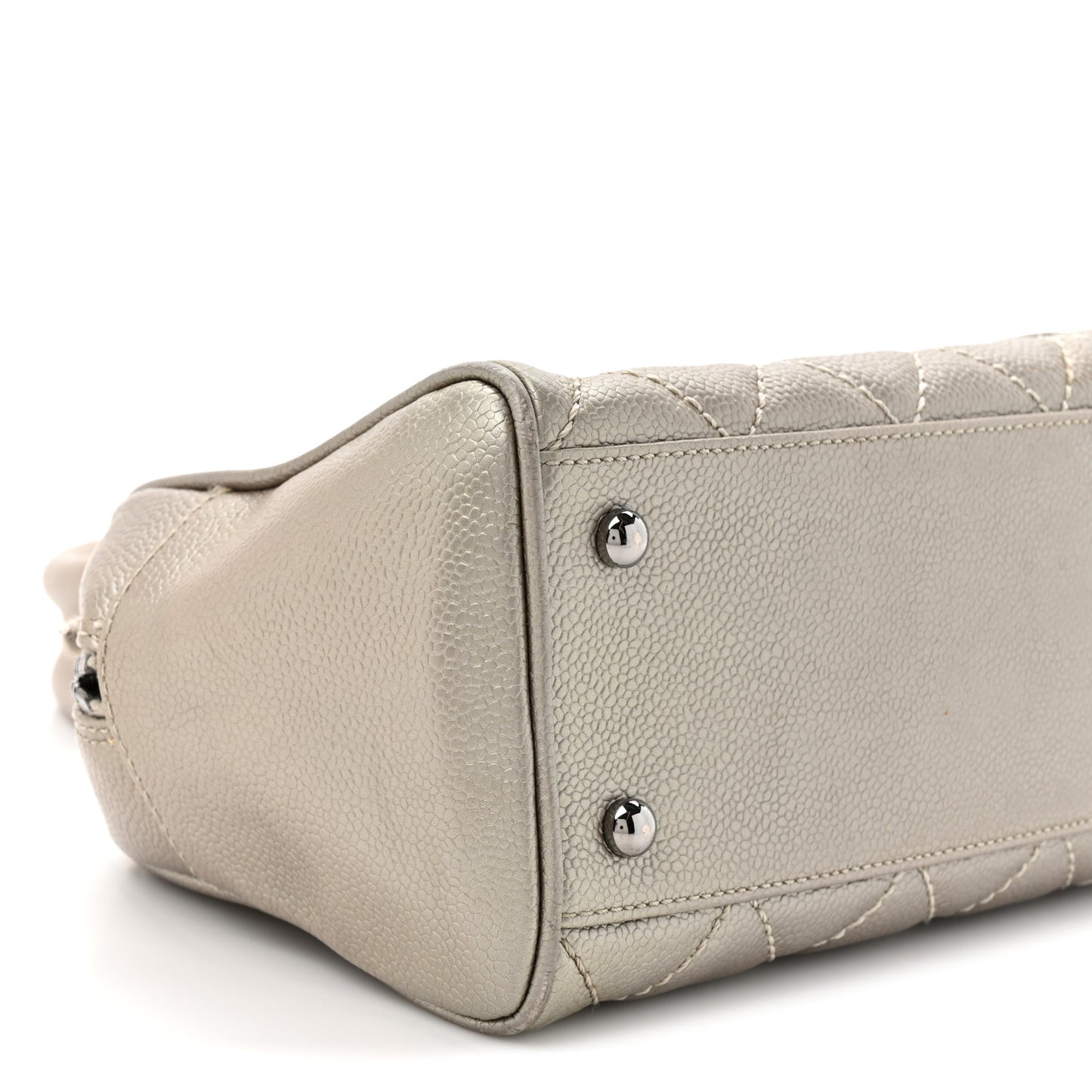 Metallic Caviar Quilted Timeless Bowler Silver