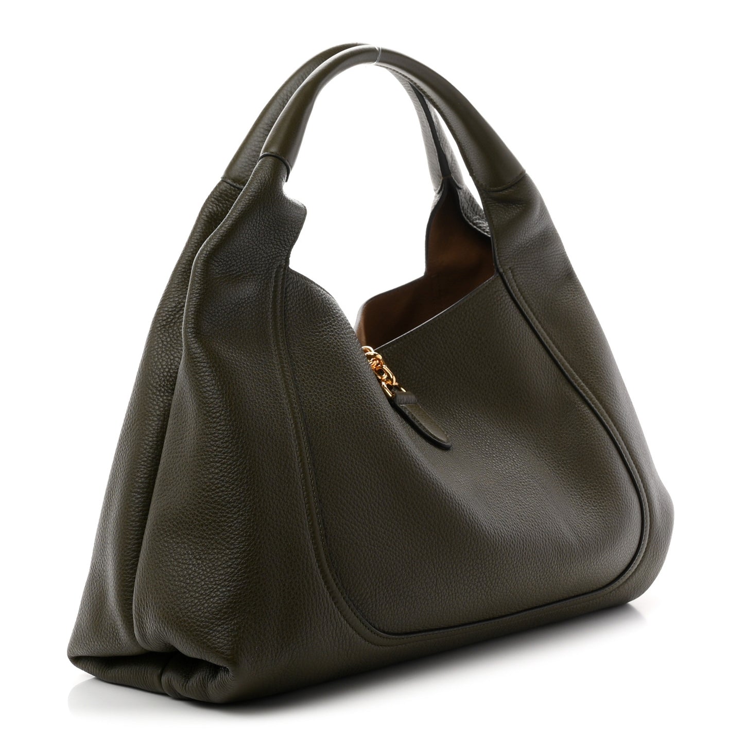Grained Calfskin Softbit Maxi Shoulder Bag Forest Green