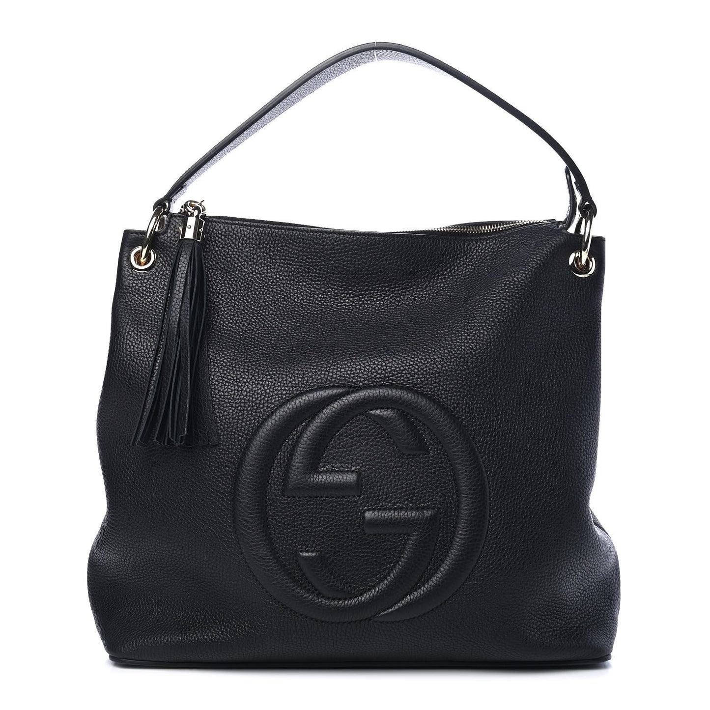Pebbled Calfskin Large Soho Hobo Black