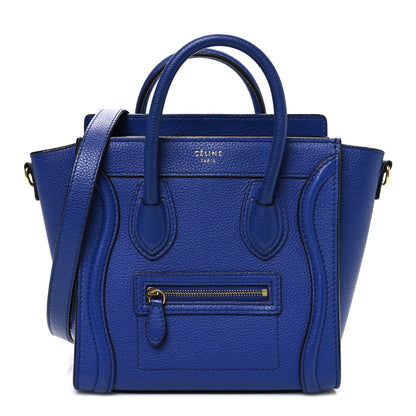 Celine Drummed Calfskin Nano Luggage Indigo 1 of 9