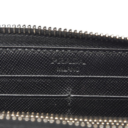 Prada Saffiano Zip Around Wallet Nero Black 6 of 13