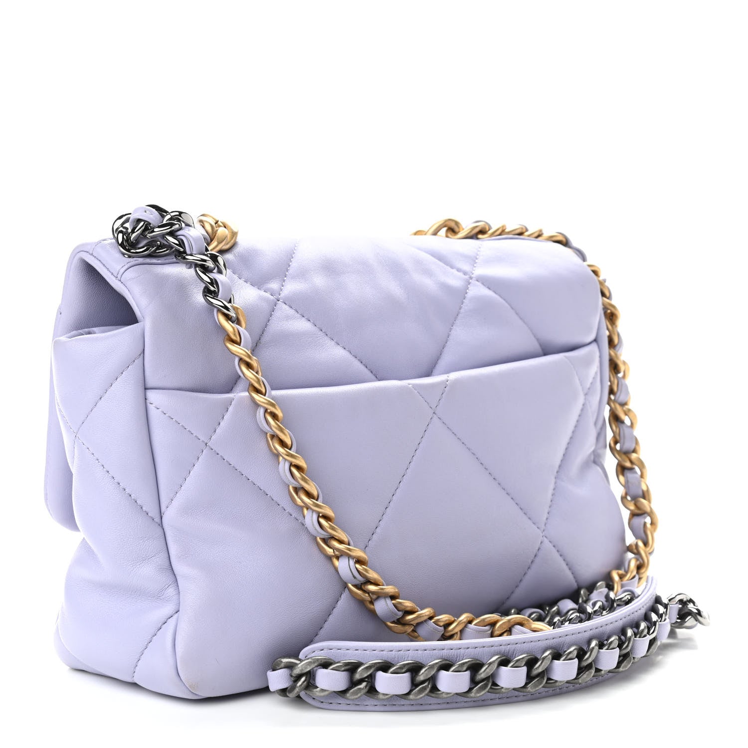 Chanel Lambskin Quilted Medium Chanel 19 Flap Light Purple 2 of 9
