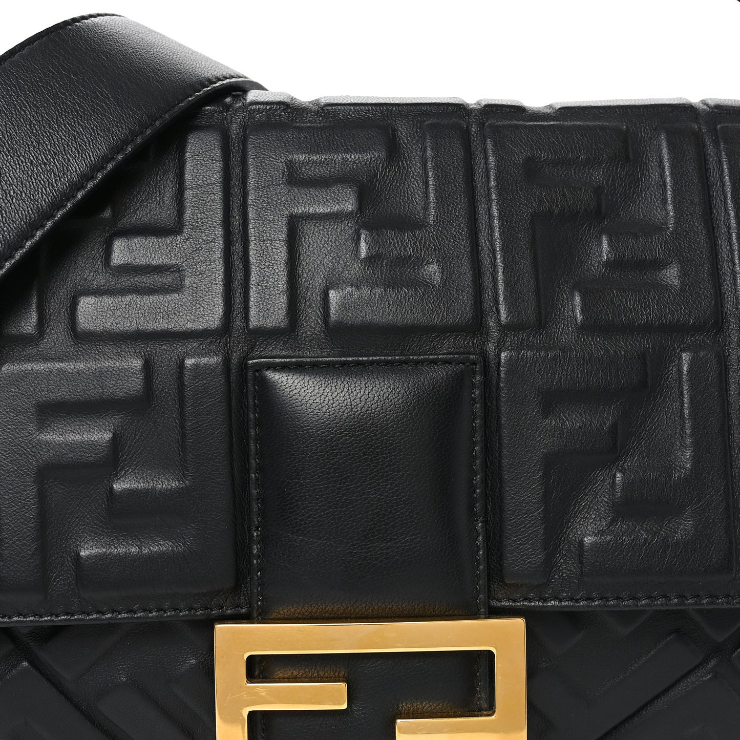 Nappa FF 1974 Embossed Large Baguette Black