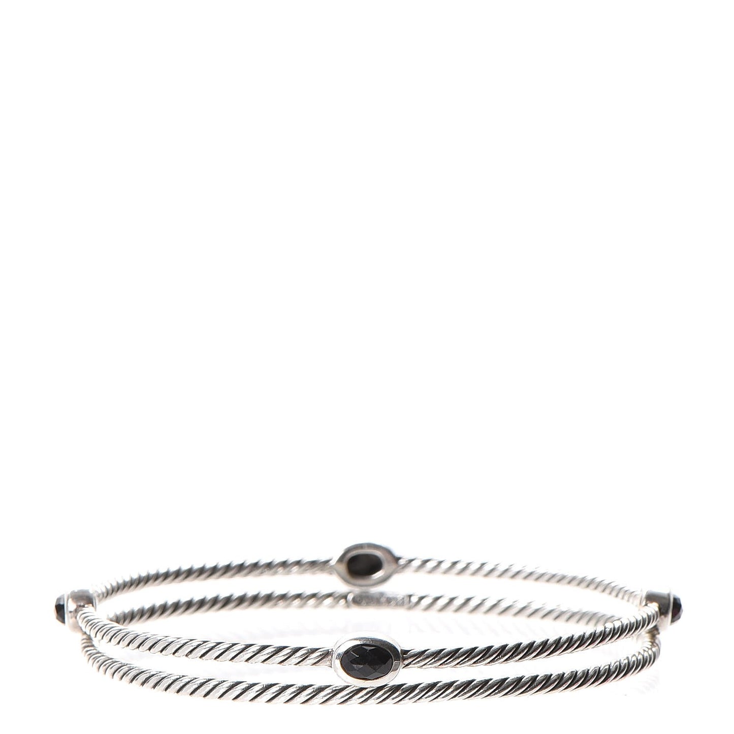 Sterling Silver Black Onyx Color Classics Cable Bangles Set of 2