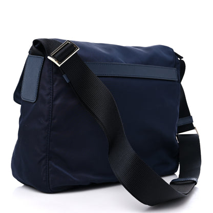 Prada Nylon Vela Saffiano Single Buckle Messenger Shoulder Bag Blue Black 3 of 8