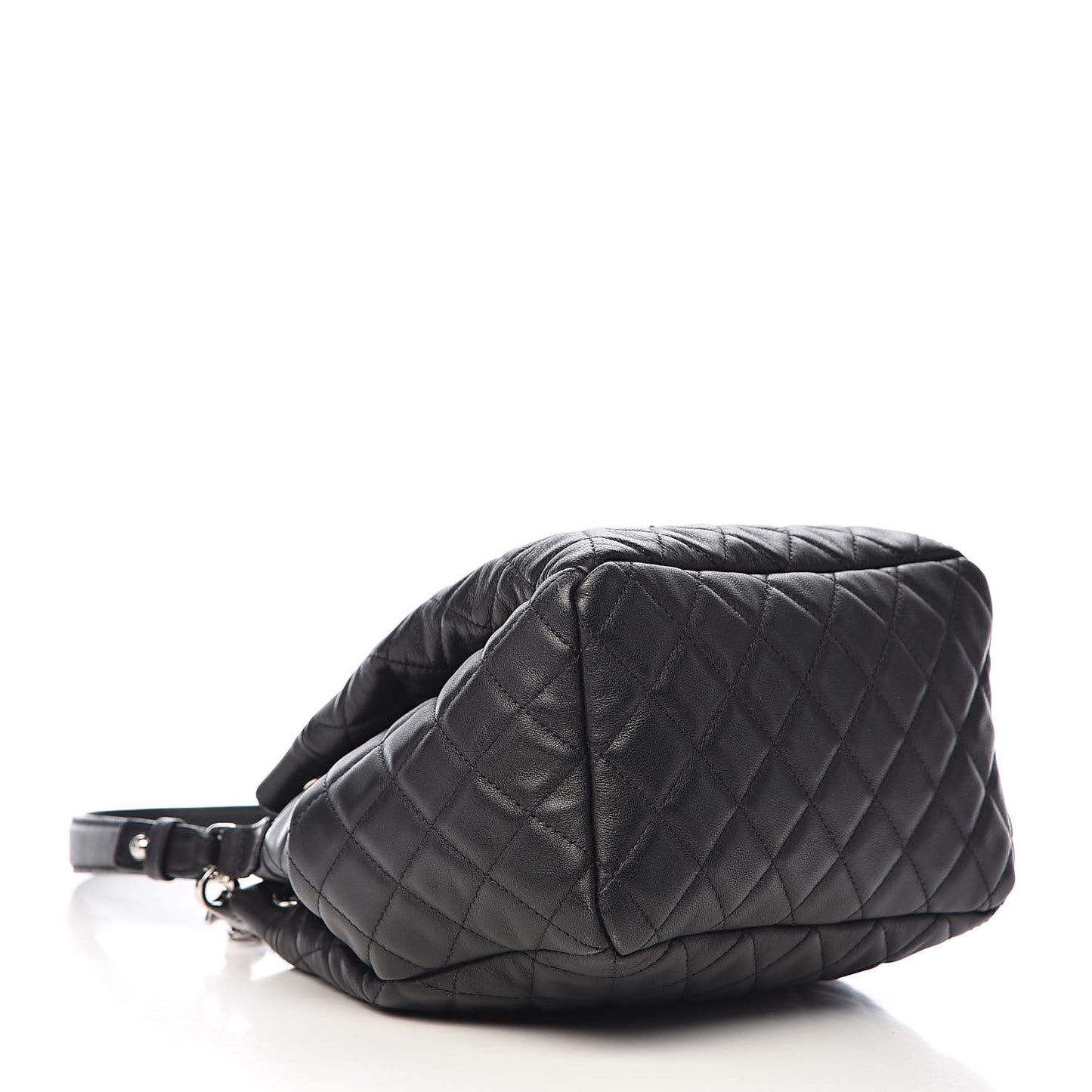 Lambskin Quilted CC Chain Drawstring Tote Black