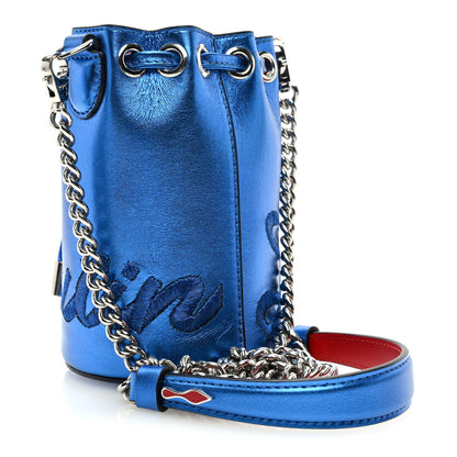 Christian Louboutin CHRISTIAN LOUBOUTIN Metallic Calfskin Mini Marie Jane Bucket Bag Blue 3 of 9