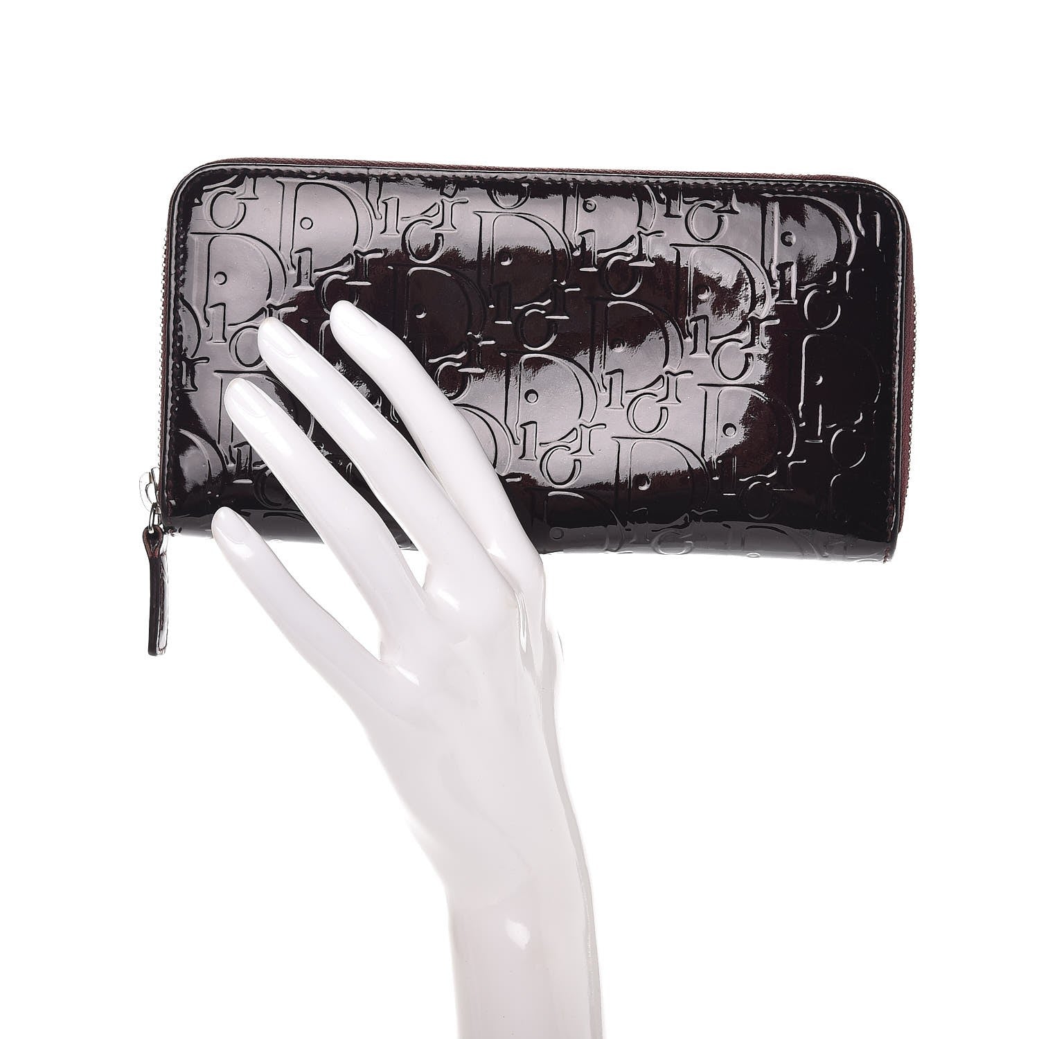 Christian Dior Patent Ultimate Voyageur Zip Around Wallet Bordeaux 2 of 10