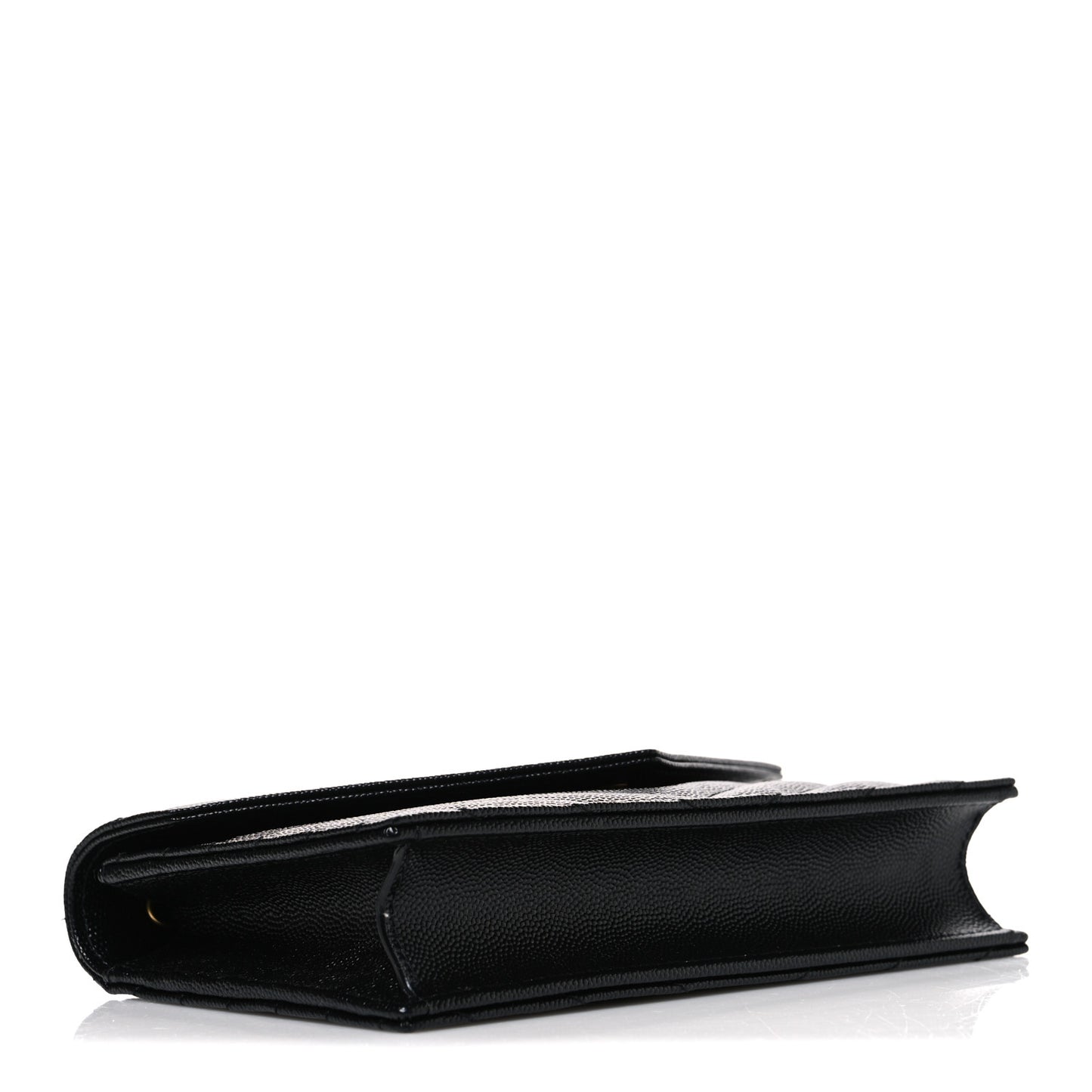 Grain De Poudre Matelasse Chevron Monogram Envelope Chain Wallet Black
