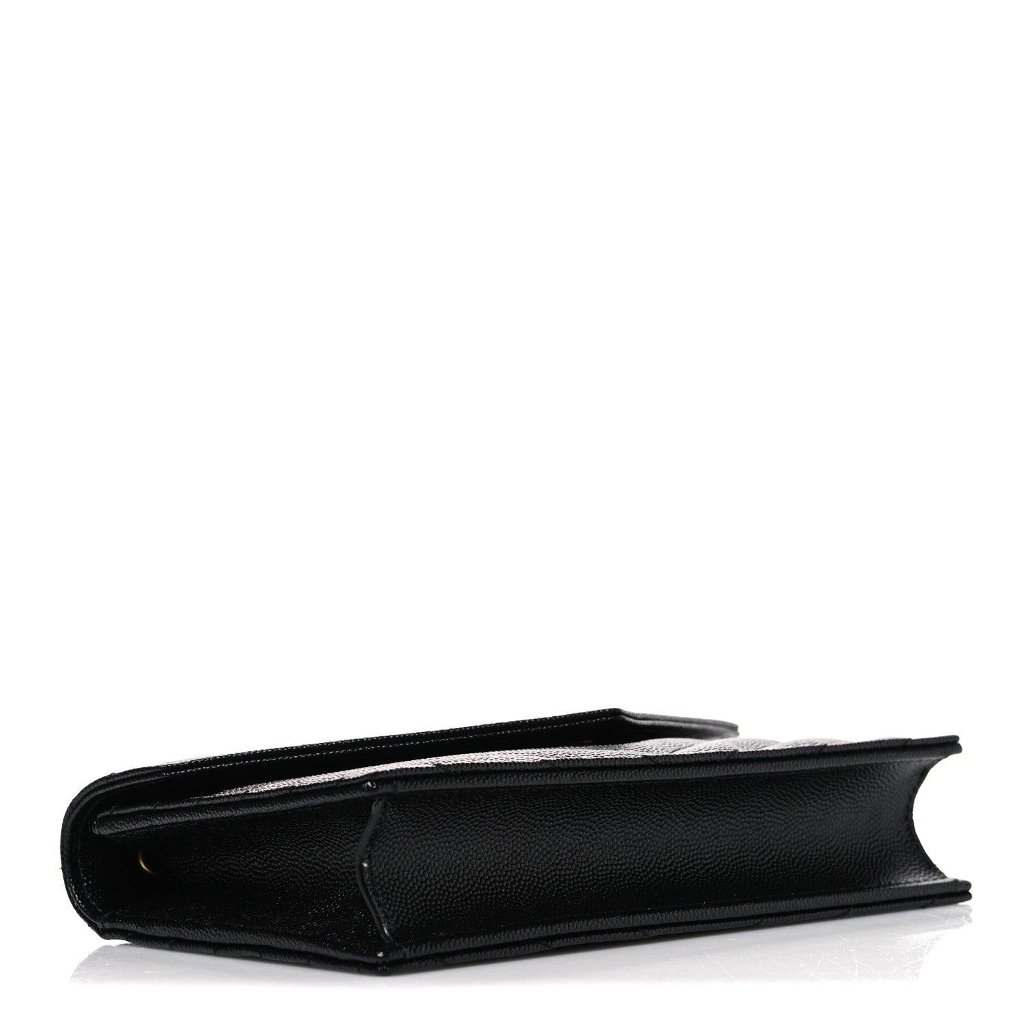 Saint Laurent Grain De Poudre Matelasse Chevron Monogram Envelope Chain Wallet Black 4 of 10