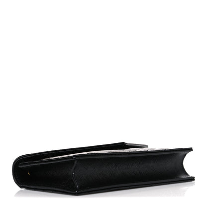 Saint Laurent Grain De Poudre Matelasse Chevron Monogram Envelope Chain Wallet Black 4 of 10