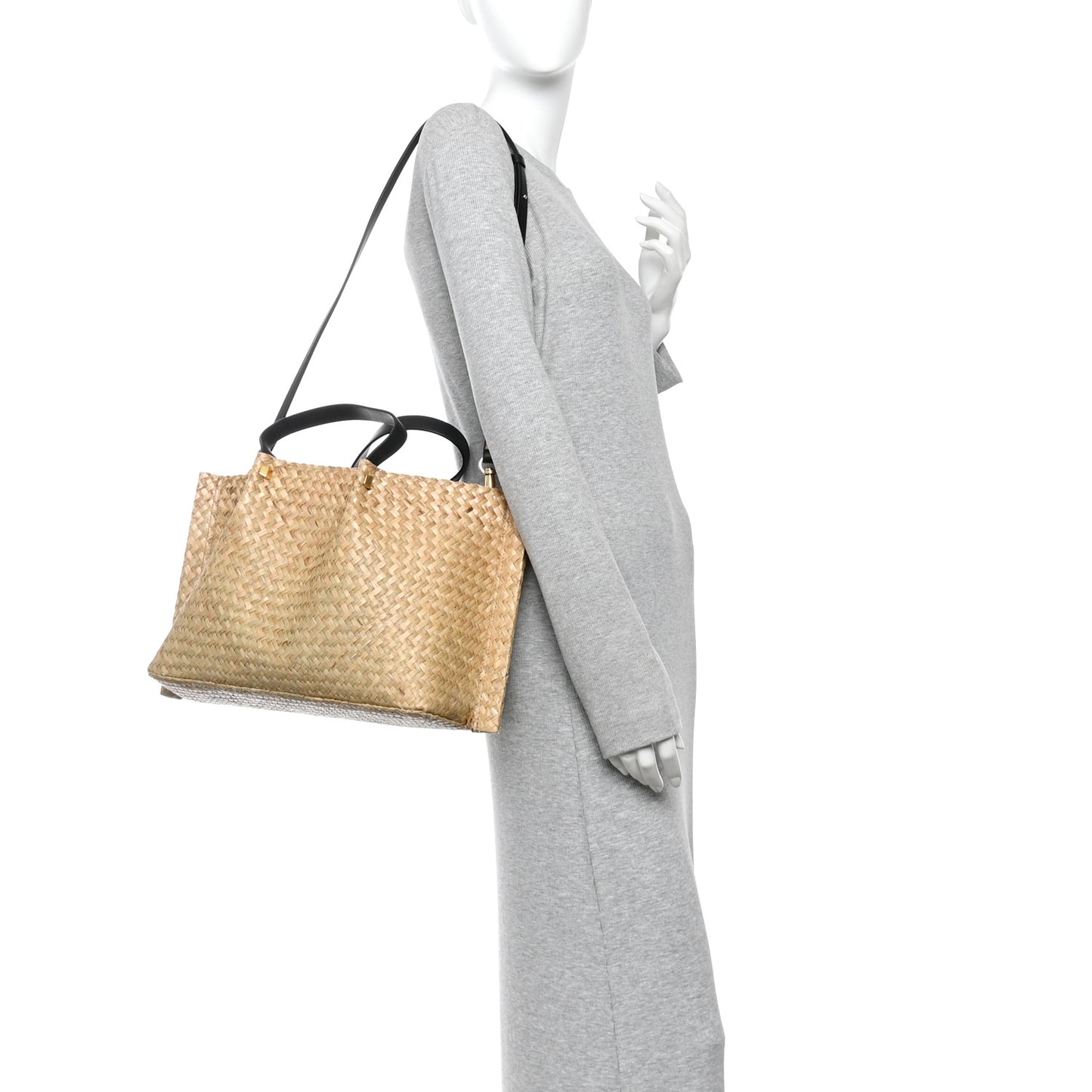 Raffia Medium Vlogo Escape Shopper Natural Black Rouge Natural Black Rouge