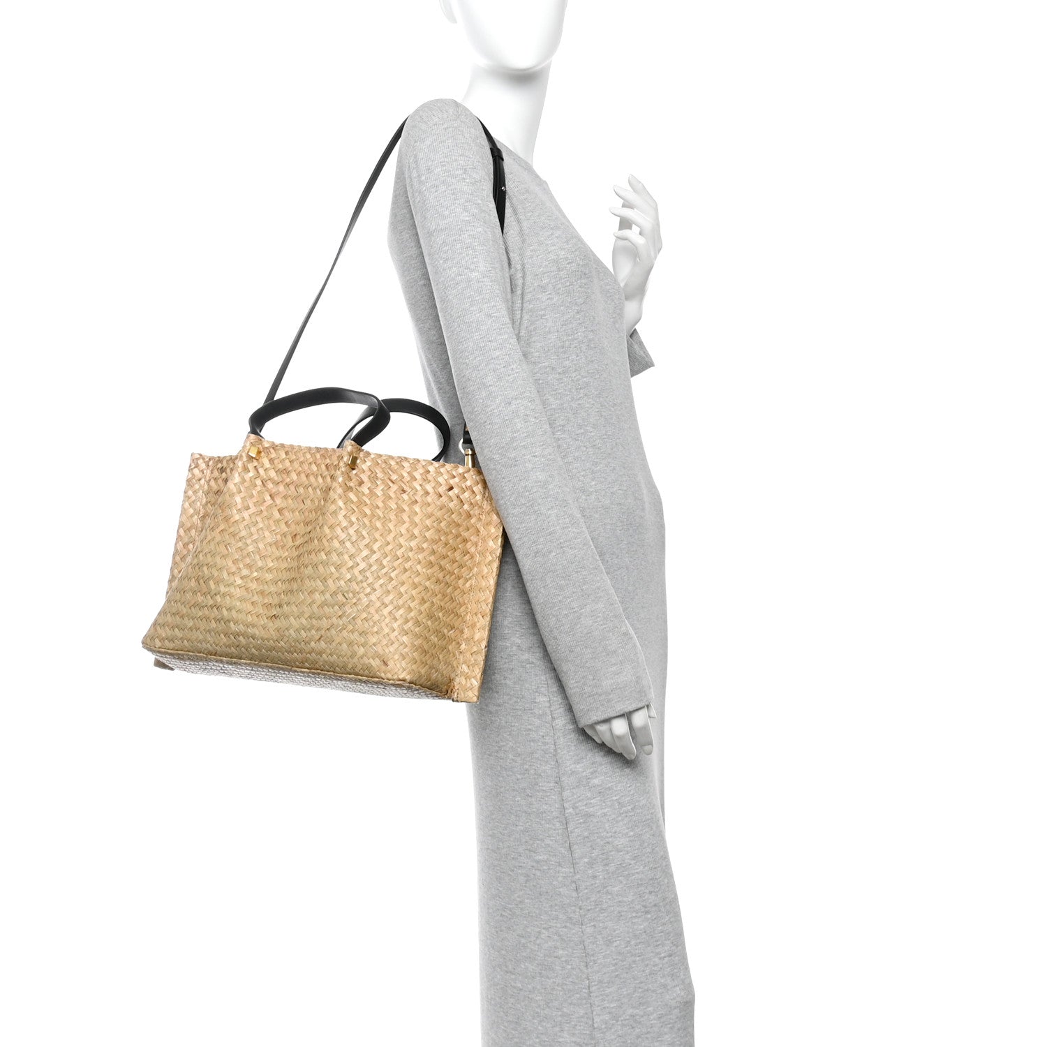 Valentino Garavani Raffia Medium Vlogo Escape Shopper Natural Black Rouge Natural Black Rouge 2 of 10
