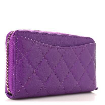 Chanel Caviar Quilted Large Gusset Zip Around Wallet Purple 3 of 9