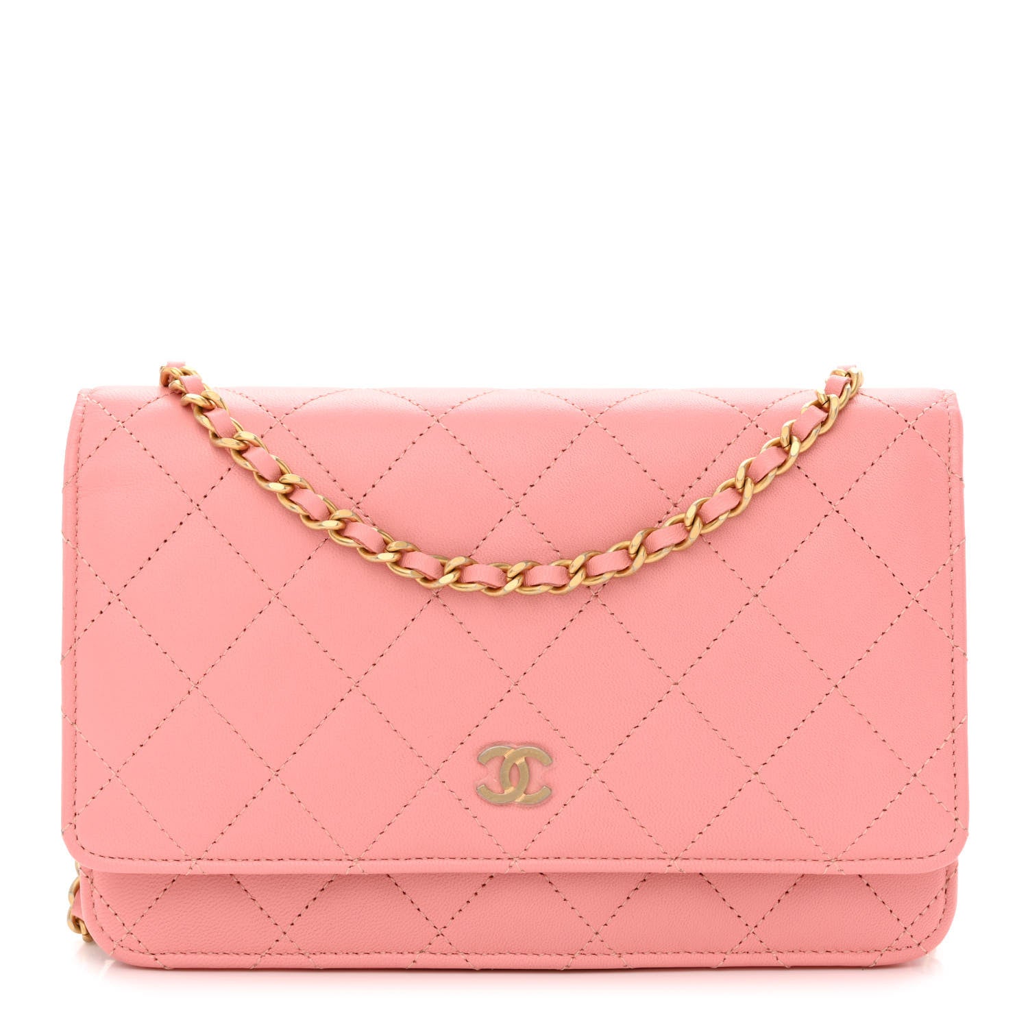 Chanel Lambskin Quilted Wallet On Chain WOC Pink 1 of 11