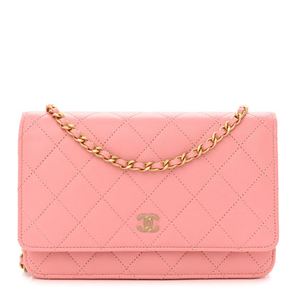 Chanel Lambskin Quilted Wallet On Chain WOC Pink 1 of 11