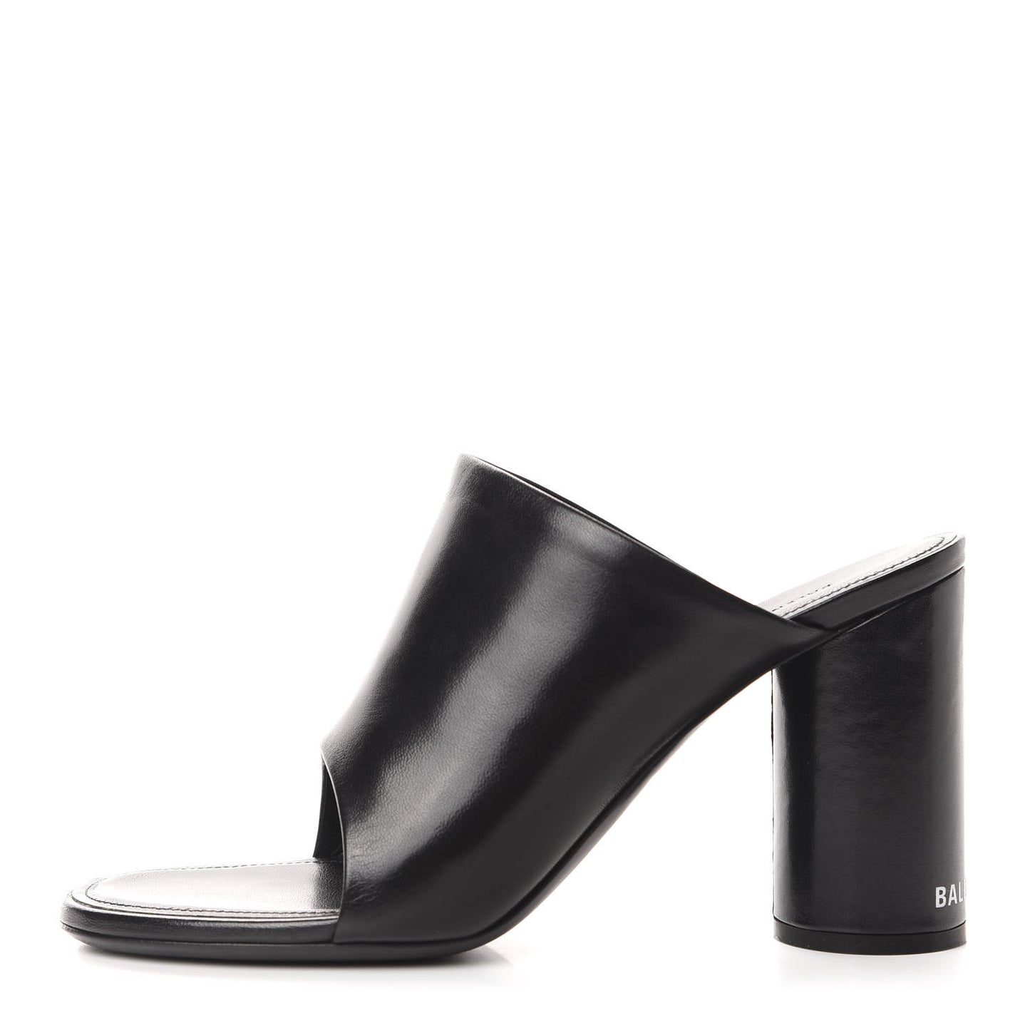 Shiny Sheepskin Oval 90mm Mule Pump 36.5 Black White
