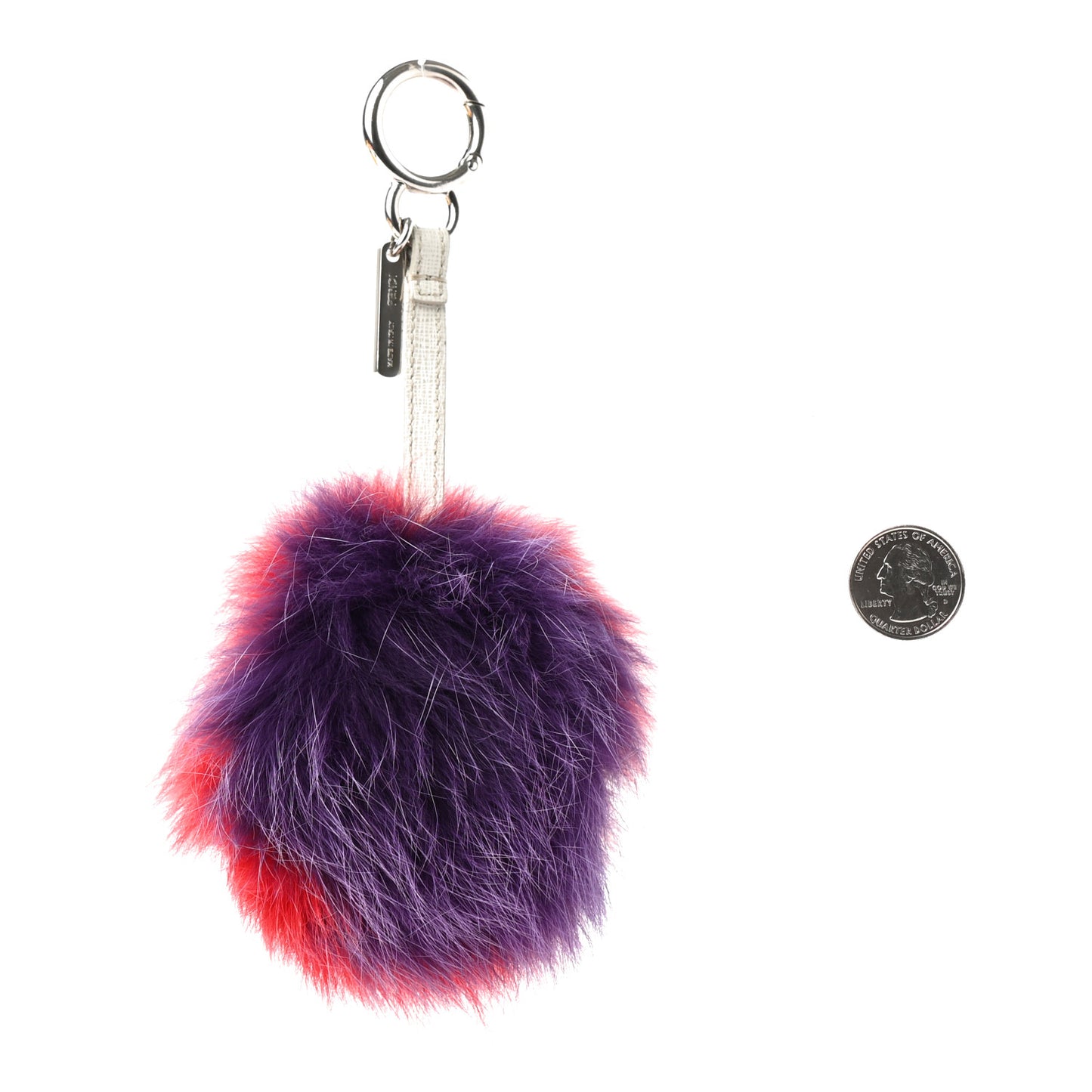 Fox Fur Pom Pom Bag Charm Red Purple