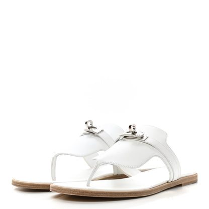 Hermes Calfskin Womens Elixir Sandals 39 White 3 of 9