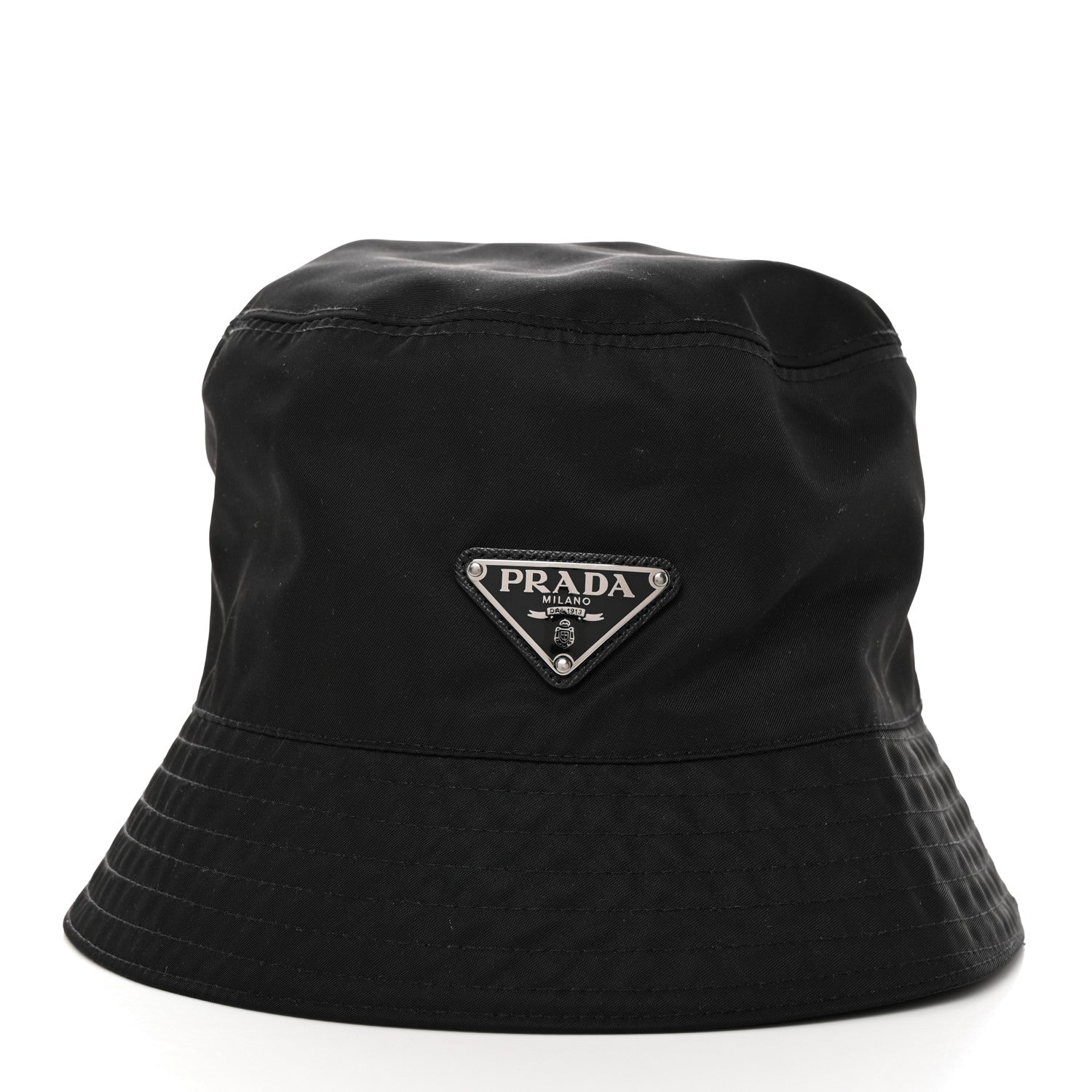 Prada Re-Nylon Saffiano Metal Triangle Logo Mens Bucket Hat L Black 3 of 8